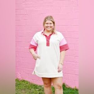 Stylish Pink and White Polo Dress
